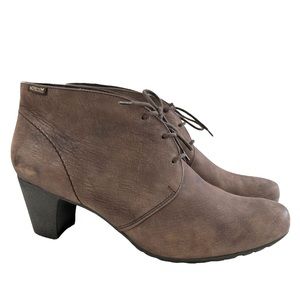 Mephisto Air Relax Leather Lace-Up Block Heel Booties Size 11